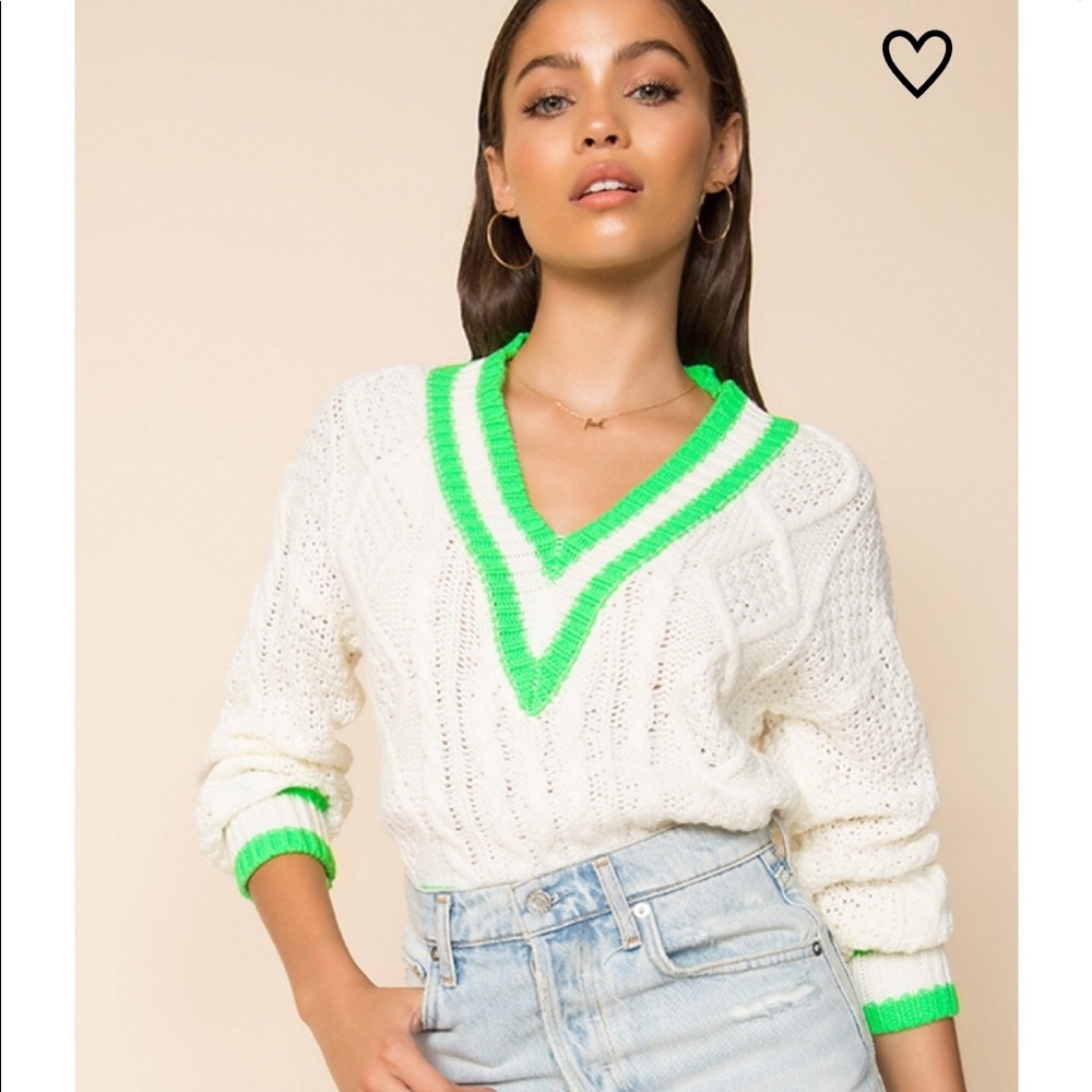 Superdown neon green v neck sweater
